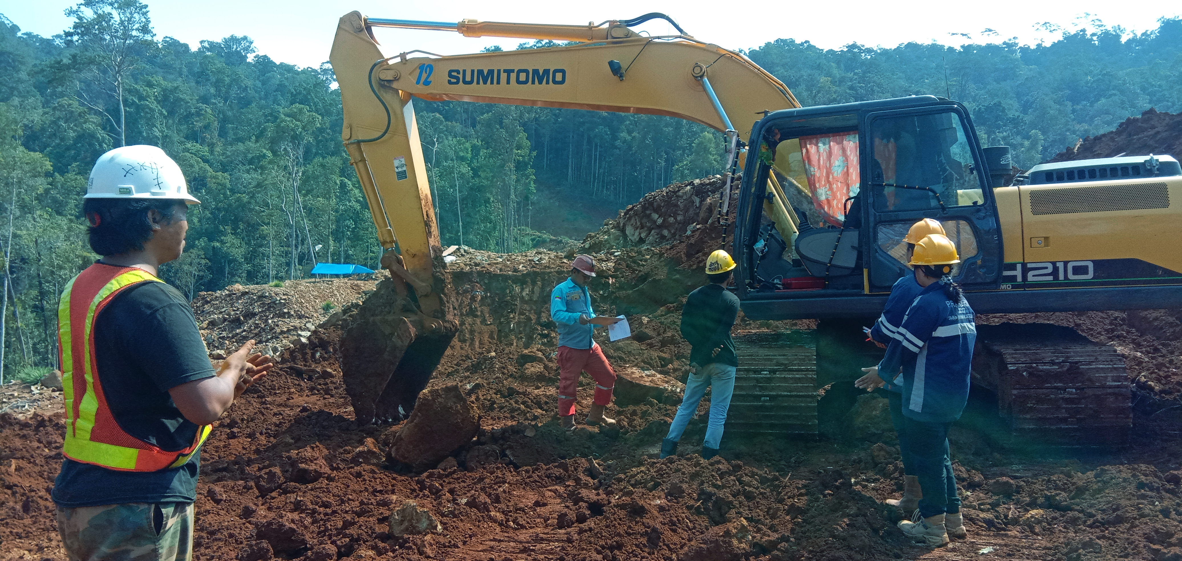 Mining & Construction Excavator on Hill